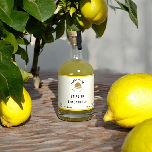 A bottle of Stirling Limoncello liqueur East Gippsland Distillery Metung